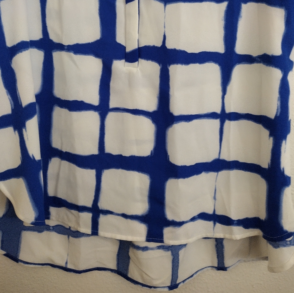 Adam Lippes For Target Collaboration Blue White Grid Pattern Top Size Medium - Picture 5 of 8